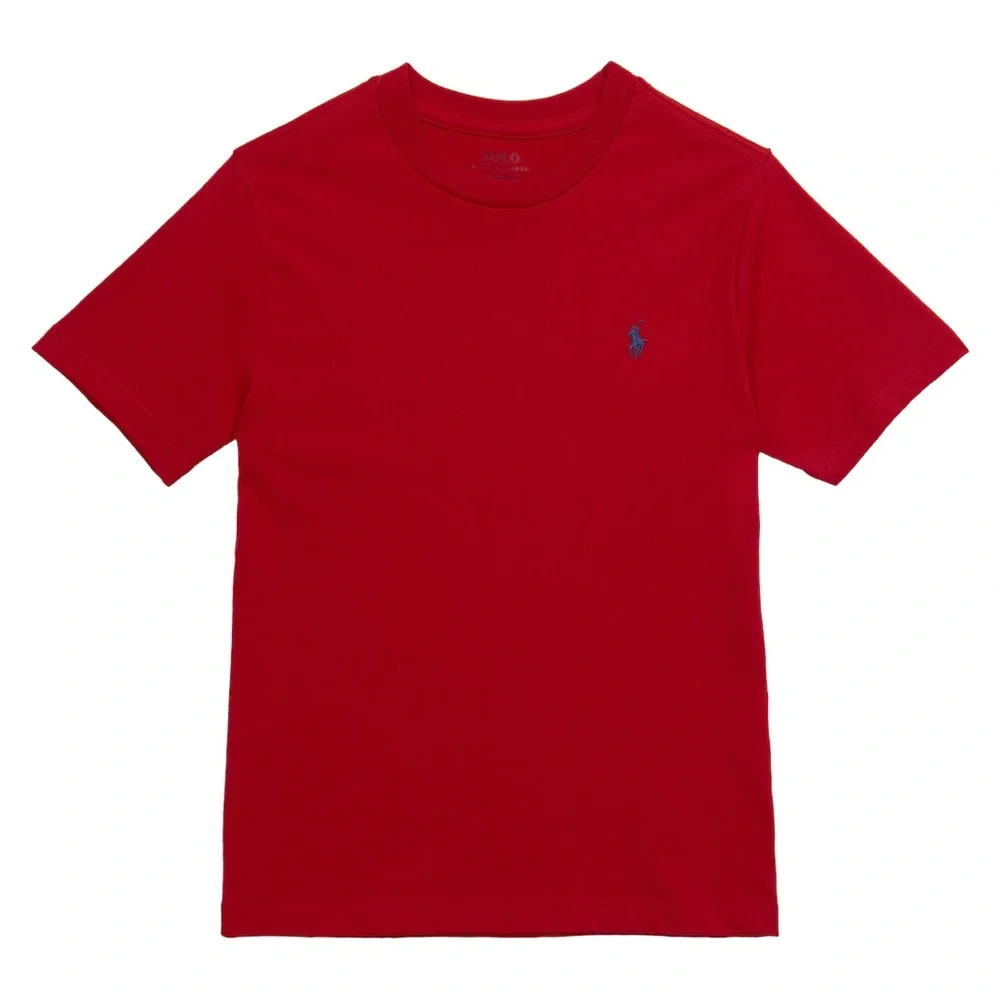 Polo Ralph Lauren Boys Red Embroidered Pony Tee Size L 14/16 Cotton